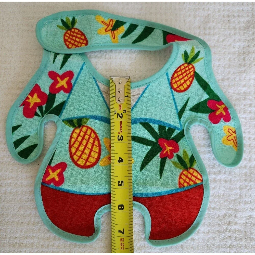 GAMAGO Infant Baby Bib Hawaiian Aloha Shirt Design Terry Cloth Washable NIB